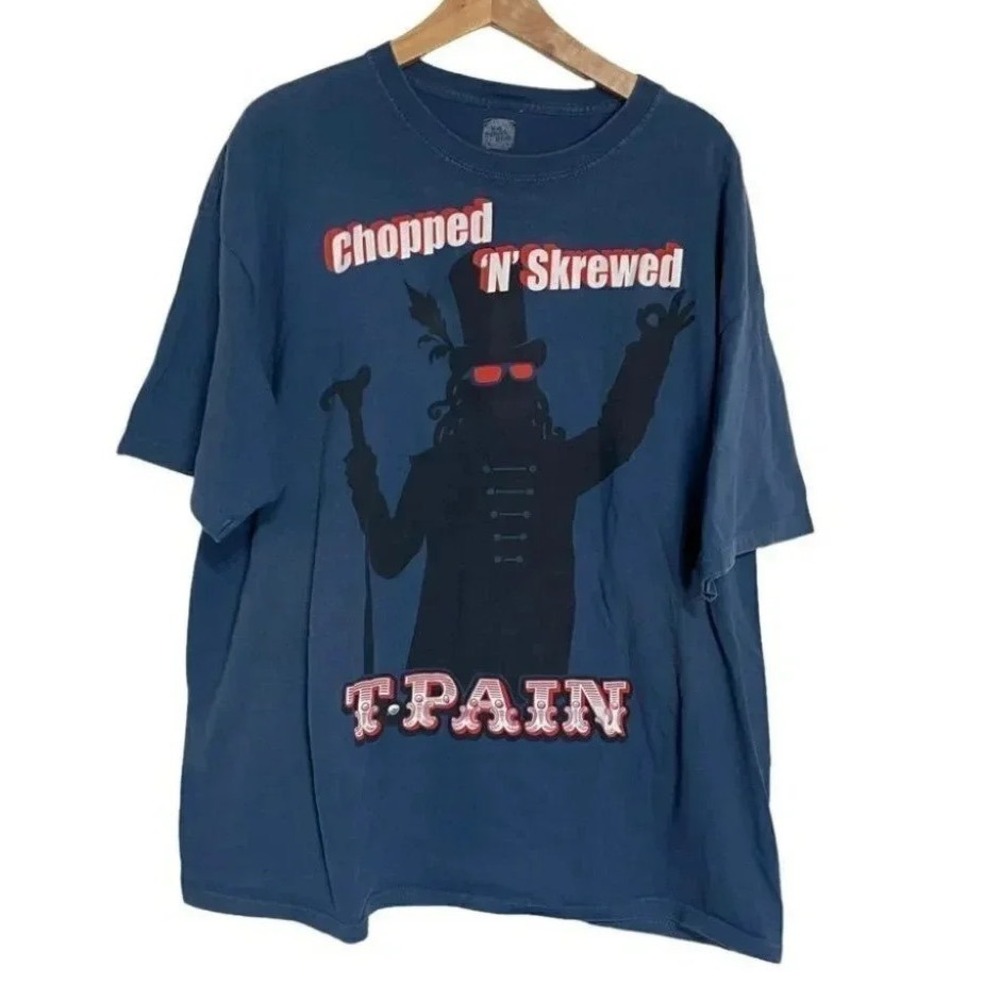 T-Pain‎ Chopped N Skrewed Graphic T-Shirt Blue XXL The Thread Shop Hip Hop Rap